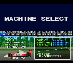 "Machine Select" screen